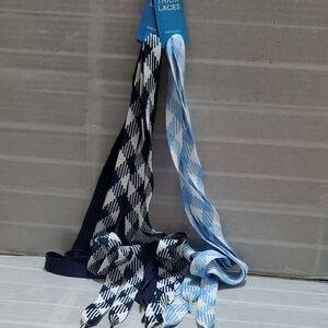 SET OF 3 Blue and White Shoelaces 50 IN
